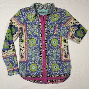 Robert Graham Womens S Button Up Shirt Blue Multi Color Paisley Long Sleeve
